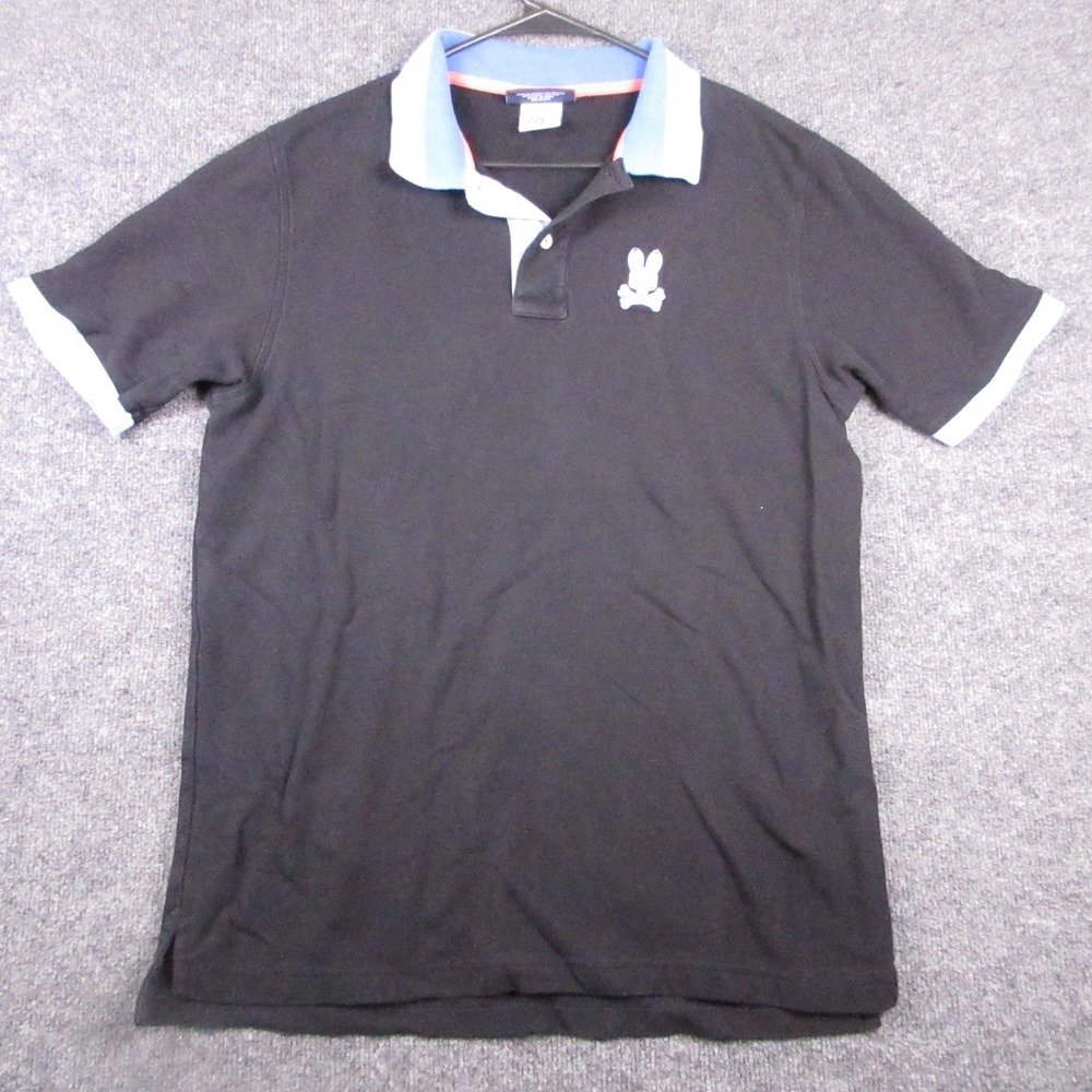 Psycho Bunny Black Polo with Light Blue Trim